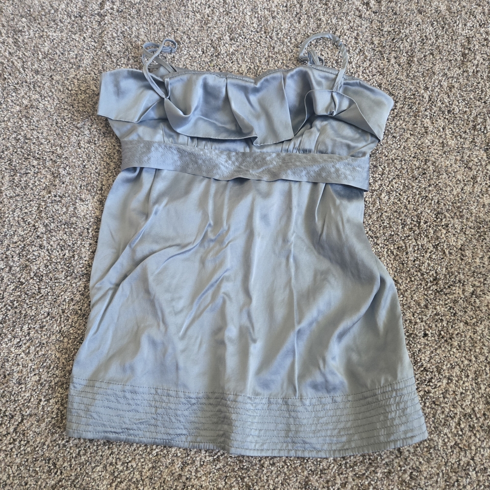BCBGMaxAzria Light Blue Camisole with Ruffle Detail
